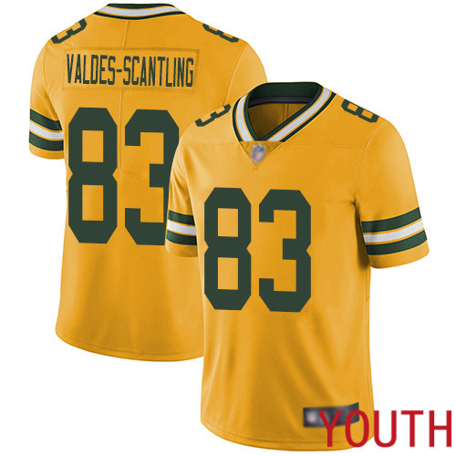 Green Bay Packers Limited Gold Youth #83 Valdes-Scantling Marquez Jersey Nike NFL Rush Vapor Untouchable->youth nfl jersey->Youth Jersey